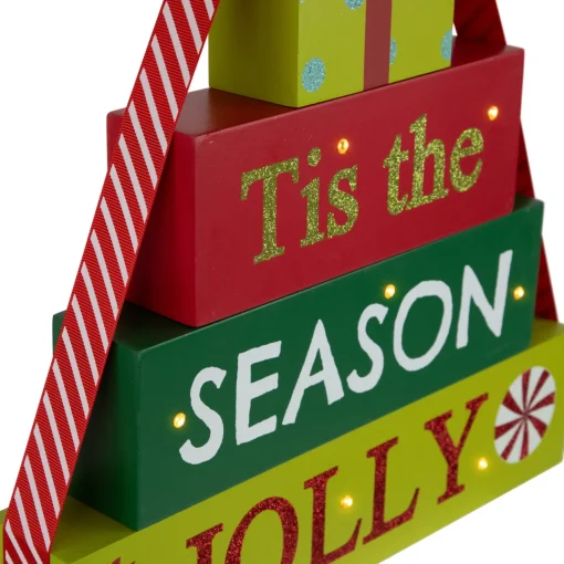Sale Lighted "Tis The Season To Be Jolly" Christmas Decoration - 11.75" Wall