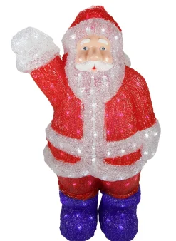 Lighted Waving Santa Claus Commercial Grade Acrylic Christmas Display Decoration - 2' Santa Claus