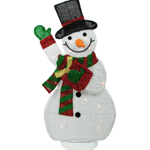 Sale Lighted Waving Snowman Outdoor Christmas Decoration - 32" - Clear Lights Snowmen