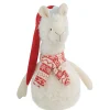 Sale Llama with Scarf and Santa Hat Christmas Figurine - 17.75" - Cream and Red Animals