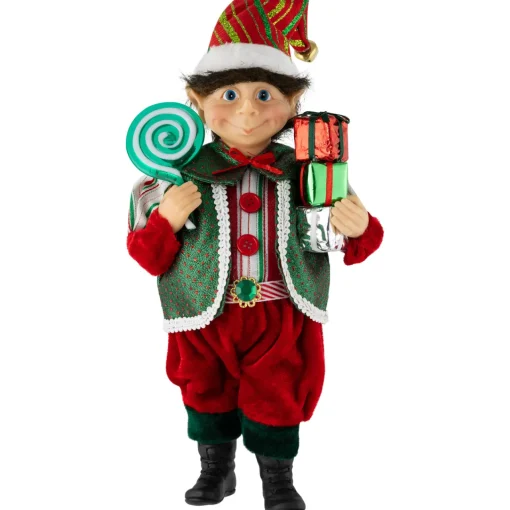 Online Lollipop Elf with Gifts Christmas Figure - 12" Elves & Fairies