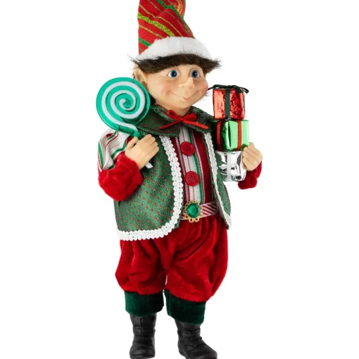Online Lollipop Elf with Gifts Christmas Figure - 12" Elves & Fairies