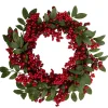 Outlet Lush Berry and Leaf Artificial Christmas Wreath, 18-Inch, Unlit Unlit