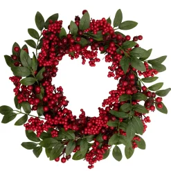 Outlet Lush Berry and Leaf Artificial Christmas Wreath, 18-Inch, Unlit Unlit