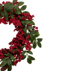 Outlet Lush Berry and Leaf Artificial Christmas Wreath, 18-Inch, Unlit Unlit