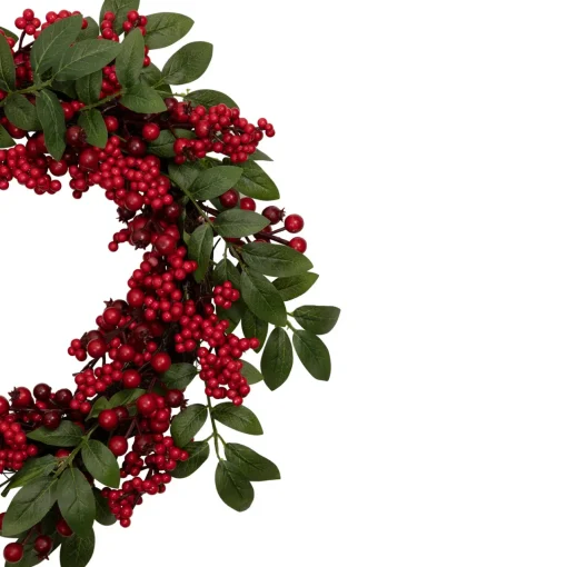 Outlet Lush Berry and Leaf Artificial Christmas Wreath, 18-Inch, Unlit Unlit