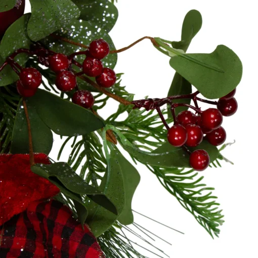 Hot Magnolia and Red Berries Artificial Christmas Wreath - 22-Inch, Unlit Unlit