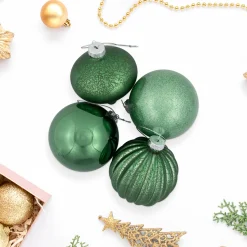 Hot Matte and Shiny Finish Ball Glass Christmas Ornaments - 3" (80mm) - Dark Aquamarine - 9ct Glass|Ball Ornaments