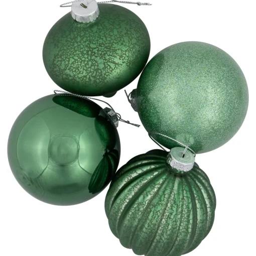 Hot Matte and Shiny Finish Ball Glass Christmas Ornaments - 3" (80mm) - Dark Aquamarine - 9ct Glass|Ball Ornaments