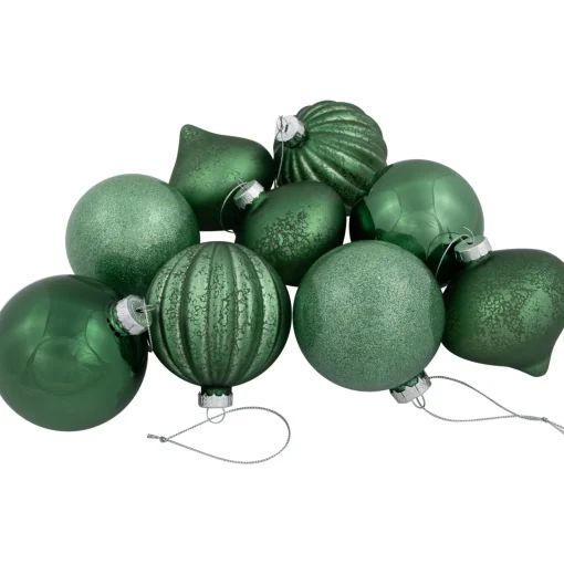 Hot Matte and Shiny Finish Ball Glass Christmas Ornaments - 3" (80mm) - Dark Aquamarine - 9ct Glass|Ball Ornaments