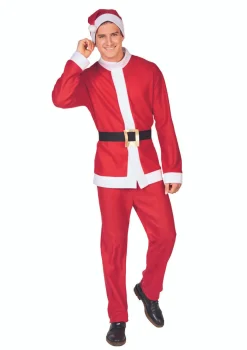 Online Men's Red and White Santa Claus Christmas Costume Set - Plus Size Costumes