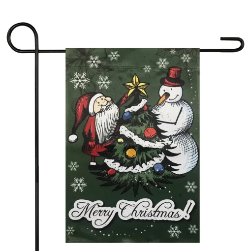 Online Merry Christmas Santa and a Snowman Garden Flag 12.5" x 18" Yard Signs
