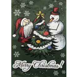Online Merry Christmas Santa and a Snowman Garden Flag 12.5" x 18" Yard Signs