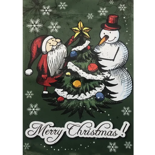 Online Merry Christmas Santa and a Snowman Garden Flag 12.5" x 18" Yard Signs
