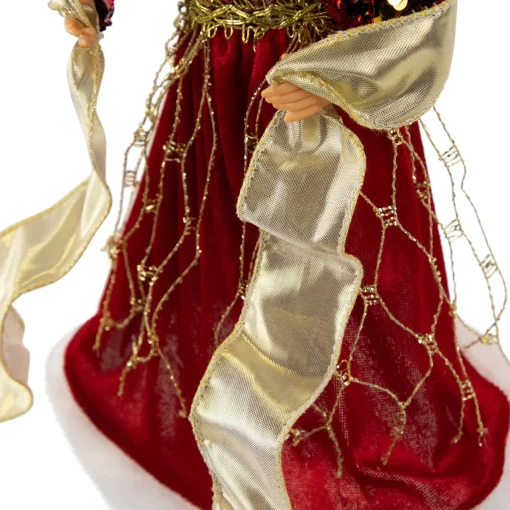 Online Metallic and Sequin Angel Christmas Tree Topper - 12" - Red and Gold - Unlit Angels
