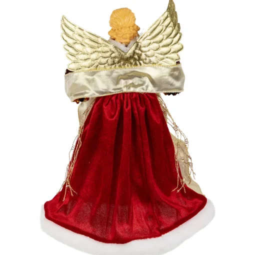 Online Metallic and Sequin Angel Christmas Tree Topper - 12" - Red and Gold - Unlit Angels
