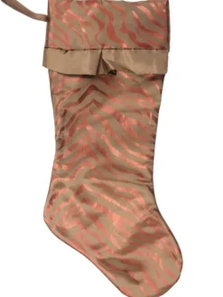Metallic Brown Zebra Stripe Animal Print Satin Christmas Stocking Stockings