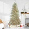 Sale Metallic Platinum Artificial Tinsel Christmas Tree - 7 ft Clear Lights Pre-Lit