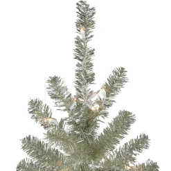 Sale Metallic Platinum Artificial Tinsel Christmas Tree - 7 ft Clear Lights Pre-Lit