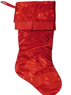 Clearance Metallic Red Zebra Stripe Animal Print Satin Christmas Stocking Stockings