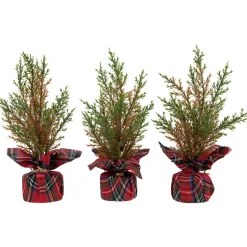 Clearance Mini Cedar Artificial Christmas Trees - 10" - Set of 3 Unlit