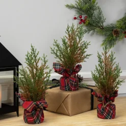 Clearance Mini Cedar Artificial Christmas Trees - 10" - Set of 3 Unlit