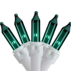 Best Mini Christmas Light Set - Teal - 24.5' White Wire - 50ct Incandescent