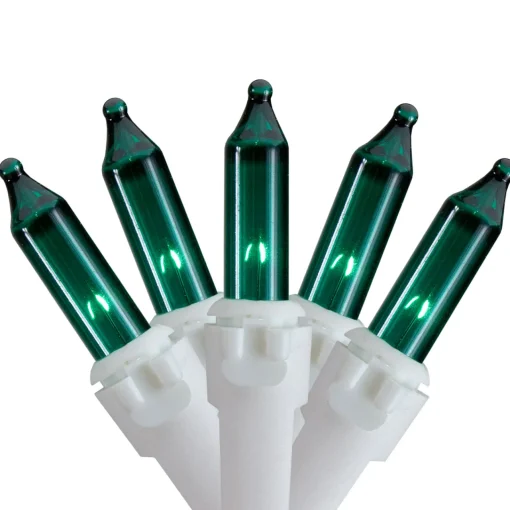 Best Mini Christmas Light Set - Teal - 24.5' White Wire - 50ct Incandescent