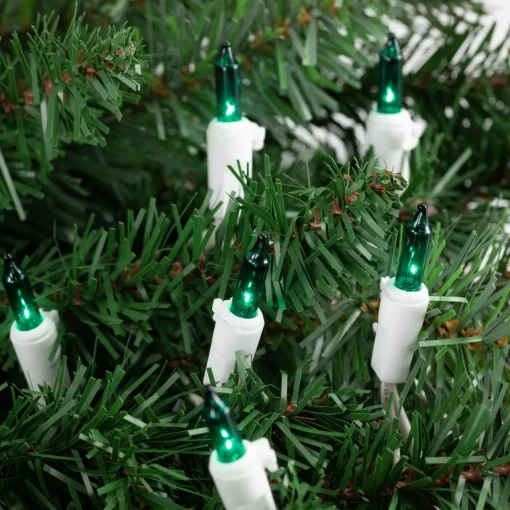 Best Mini Christmas Light Set - Teal - 24.5' White Wire - 50ct Incandescent