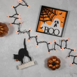 Online Mini Christmas Light Set - Orange - 20.25' Black Wire - 100ct Incandescent