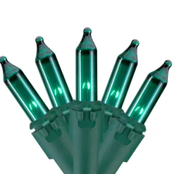 Online Mini Christmas Light Set - Teal Green - 17.25' Green Wire - 50 ct Incandescent