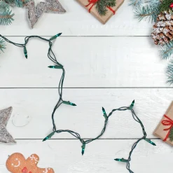 Online Mini Christmas Light Set - Teal Green - 17.25' Green Wire - 50 ct Incandescent