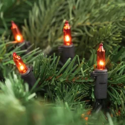 Online Mini Christmas Lights - Orange - 10' Black Wire - 50ct Incandescent