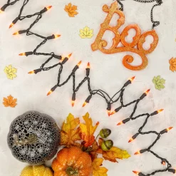 Online Mini Christmas Lights - Orange - 10' Black Wire - 50ct Incandescent