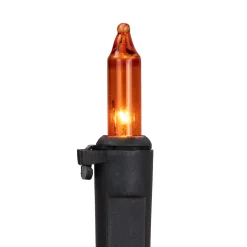 Online Mini Christmas Lights - Orange - 10' Black Wire - 50ct Incandescent
