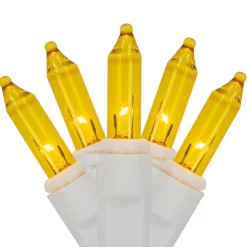Discount Mini Christmas Lights - Yellow - 20.25' White Wire - 100ct Incandescent