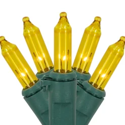 Mini Christmas Lights - Yellow - 20.25' Green Wire - 100ct Incandescent
