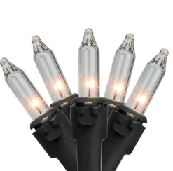 New Mini Christmas String Light Set - Clear - 10' Black Wire - 50ct Incandescent