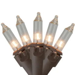 Clearance Mini Commercial Christmas Light Set - Clear - 300ct - 68' Brown Wire Commercial
