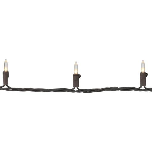 Clearance Mini Commercial Christmas Light Set - Clear - 300ct - 68' Brown Wire Commercial