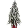 Outlet Mini Flocked Downswept Pine with Berries Artificial Christmas Tree - Unlit - 14" Flocked