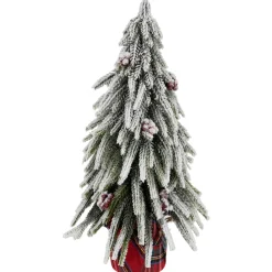 Outlet Mini Flocked Downswept Pine with Berries Artificial Christmas Tree - Unlit - 14" Flocked