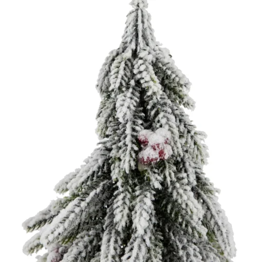 Outlet Mini Flocked Downswept Pine with Berries Artificial Christmas Tree - Unlit - 14" Flocked