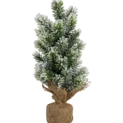 Clearance Mini Flocked Pine Artificial Christmas Trees with Burlap Base - 18