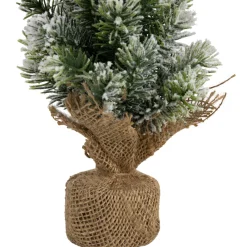 Clearance Mini Flocked Pine Artificial Christmas Trees with Burlap Base - 18