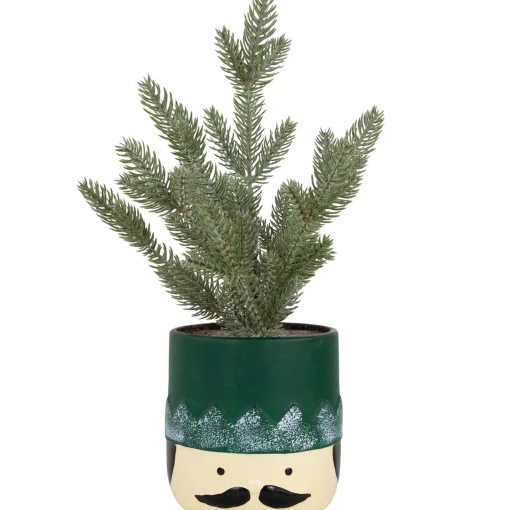 Outlet Mini Frosted Artificial Christmas Tree in Nutcracker Pot - 14.75" - Unlit Trees