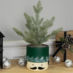 Outlet Mini Frosted Artificial Christmas Tree in Nutcracker Pot - 14.75" - Unlit Trees