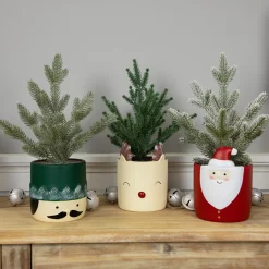 Outlet Mini Frosted Artificial Christmas Tree in Nutcracker Pot - 14.75