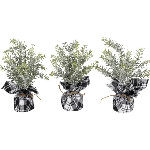 Online Mini Frosted Pine Artificial Christmas Trees - 10" - Set of 3 Unlit