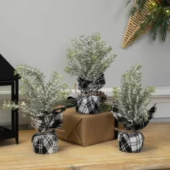 Online Mini Frosted Pine Artificial Christmas Trees - 10" - Set of 3 Unlit